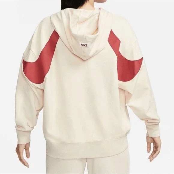 Nike Tops - Nike Sportswear Circa 50 Fleece Hoodie Sweatshirt Pearl White/Red Size M